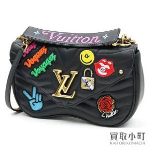 Louis Vuitton Wave Chain Bag Sequin Patch Black Quilted Calfskin Embroide red LV